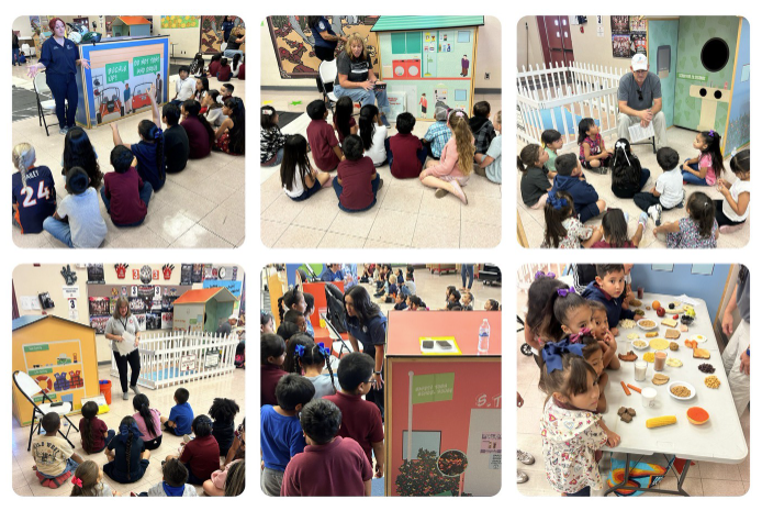 Collage of Safety Town activities with students